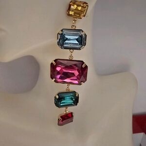 Elegant Multicolor Gemstone Drop Earrings